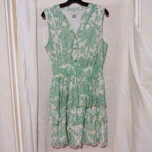 Kate & Lily Midi Dress L Cottagecore FairyGrunge Boho Mint Green Floral Tiered